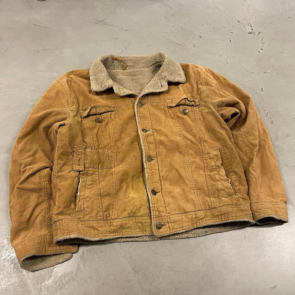 vintage y2k fur lined corduroy Aeropostale trucker jacket